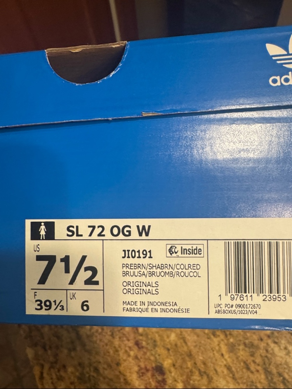Adidas OG Brown Sneakers with Red Stripes 7 1/2 - Picture 5 of 5
